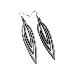 Totem 01 [L] // Leather Earrings - Blue Pearl