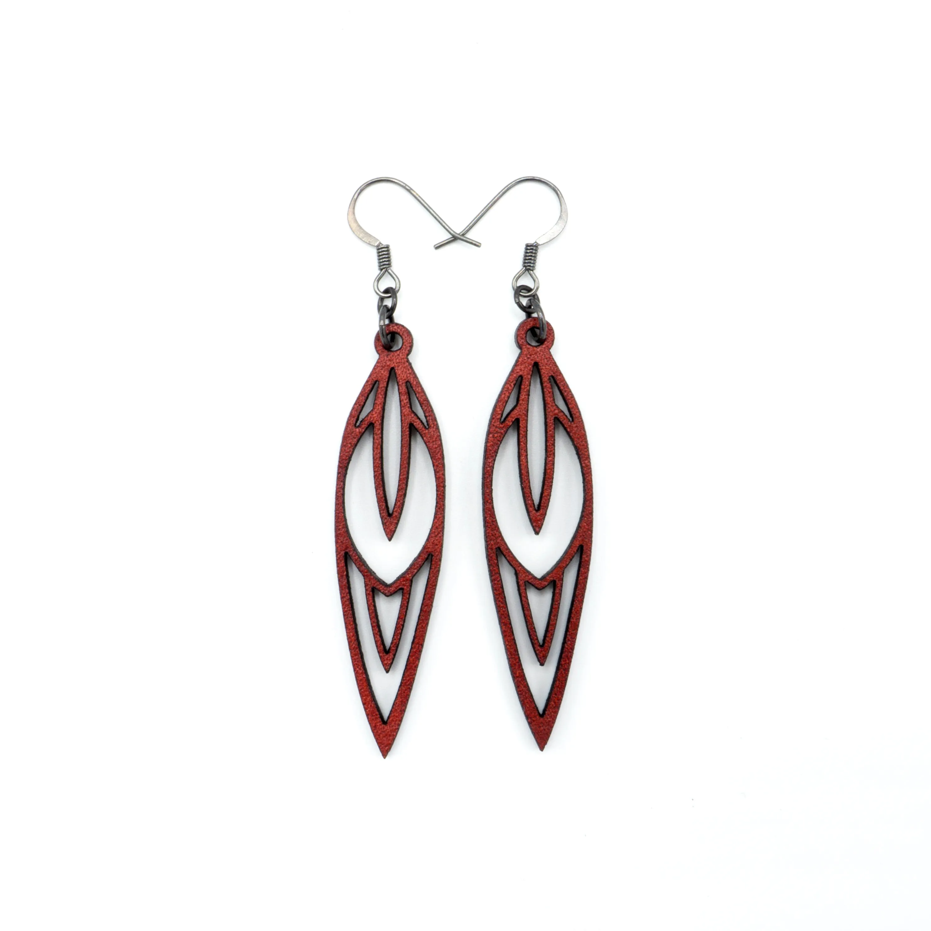 Totem 02 [S] // Leather Earrings - Red