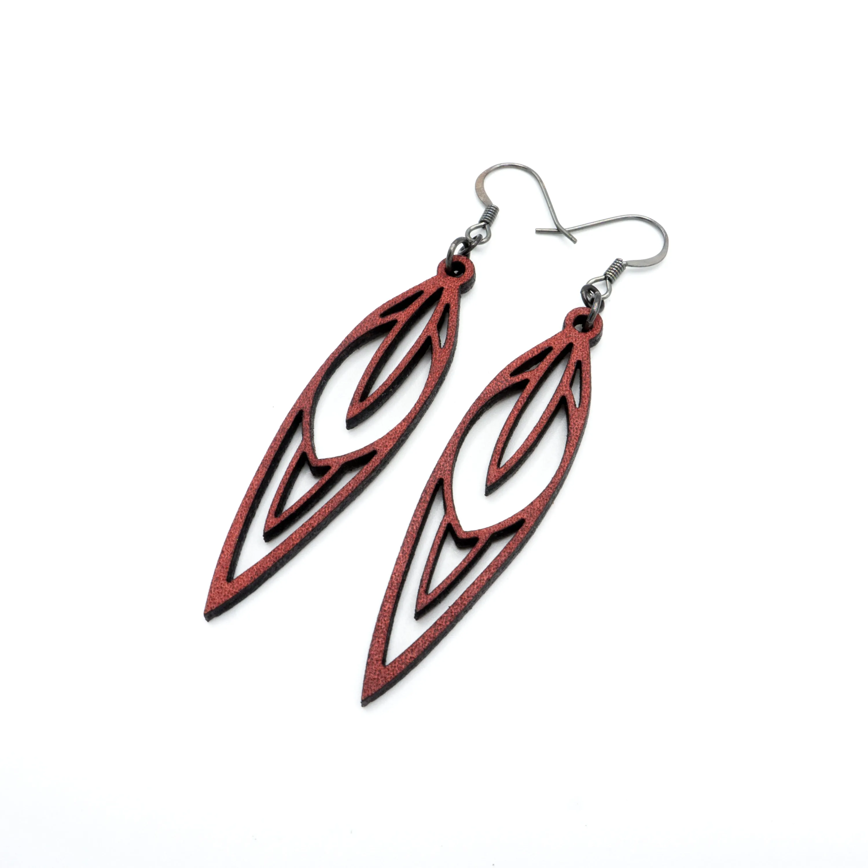 Totem 02 [S] // Leather Earrings - Red