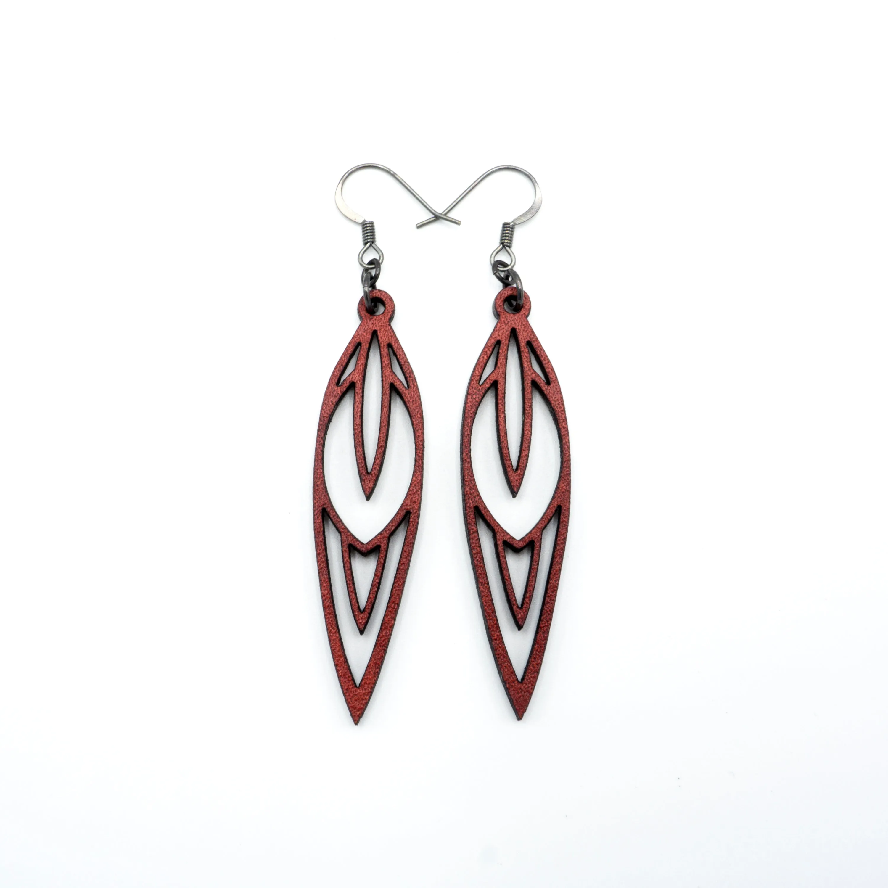 Totem 02 [S] // Leather Earrings - Red