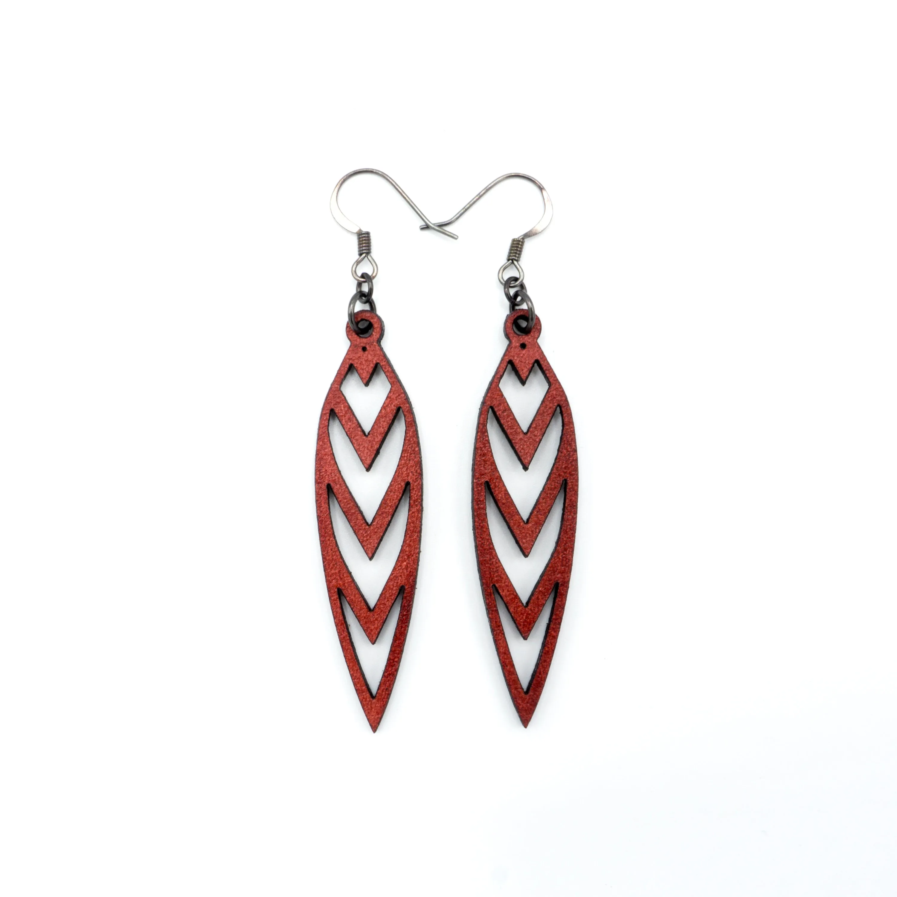 Totem 05 [S] // Leather Earrings - Red