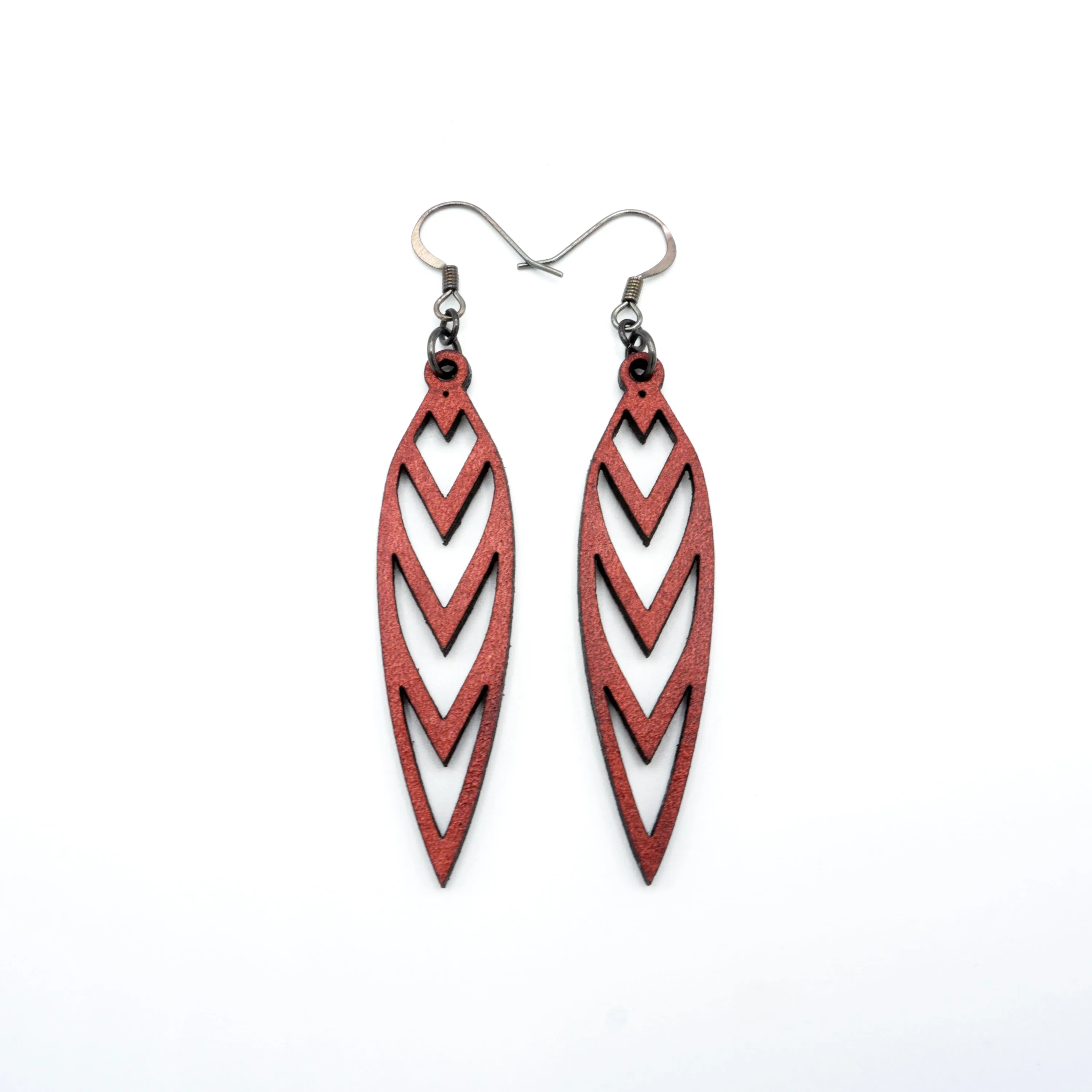 Totem 05 [S] // Leather Earrings - Red