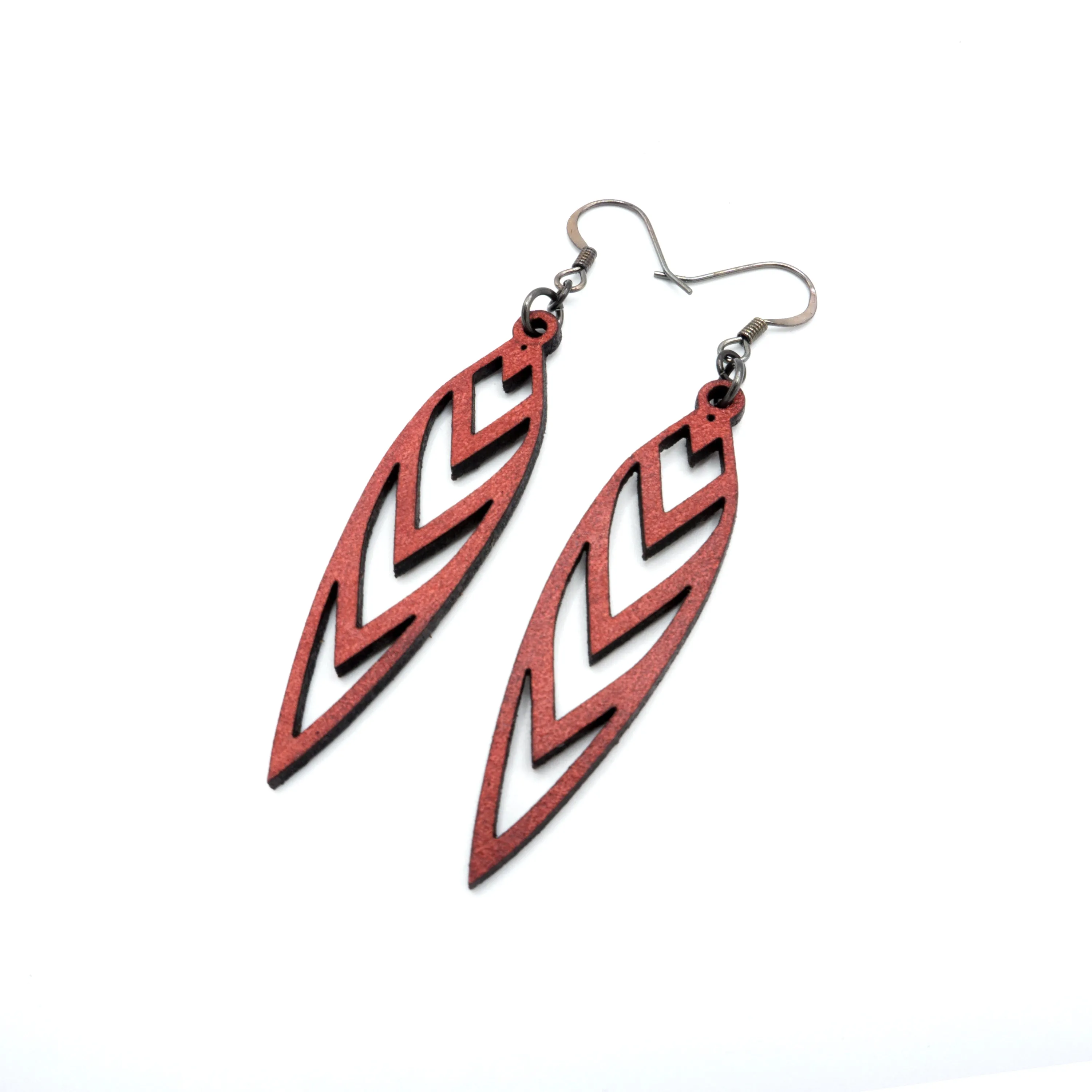Totem 05 [S] // Leather Earrings - Red