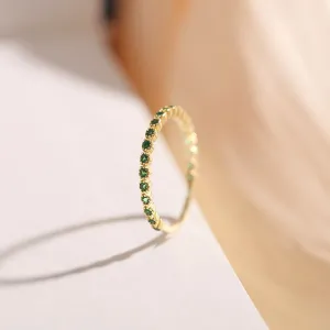 Trendy Fine Emerald Opening Rings for Women Adjustable Design