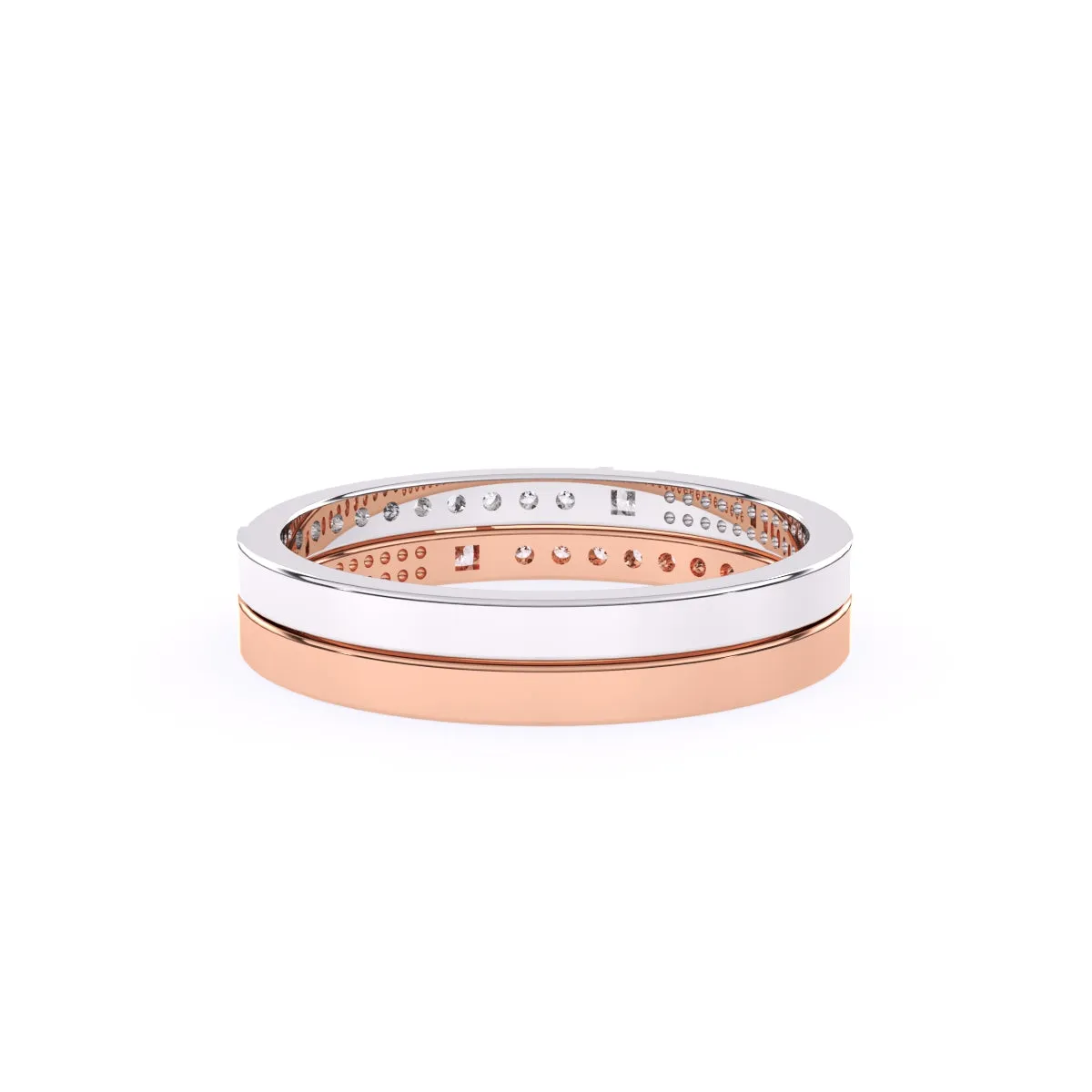 Trendy Two Tone Round Lab Grown Diamond Band