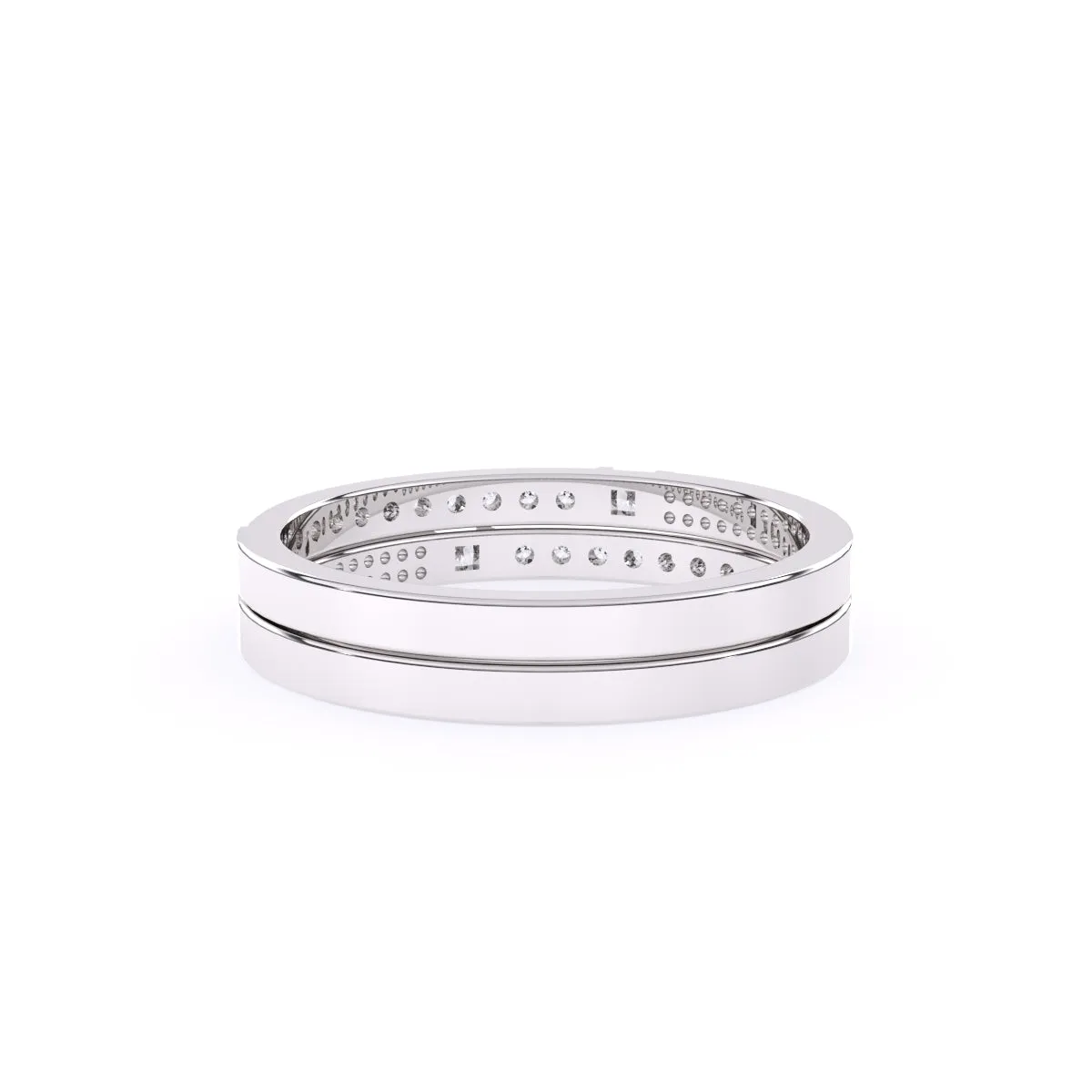 Trendy Two Tone Round Lab Grown Diamond Band