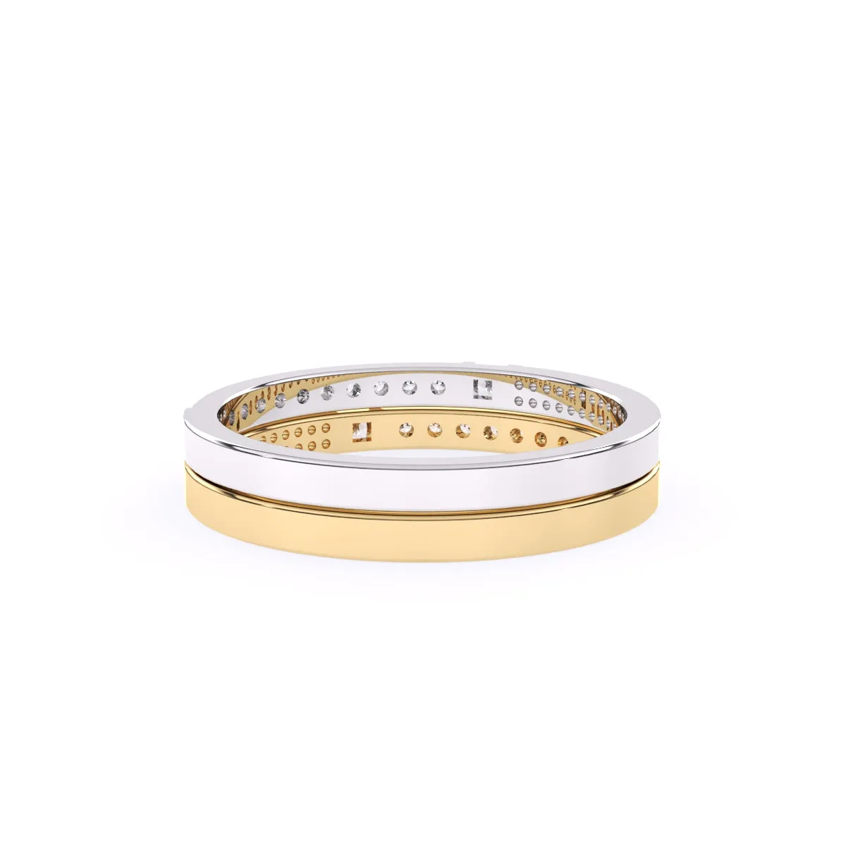 Trendy Two Tone Round Lab Grown Diamond Band