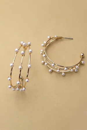 Triple Deal Three Row Pearl Hoops