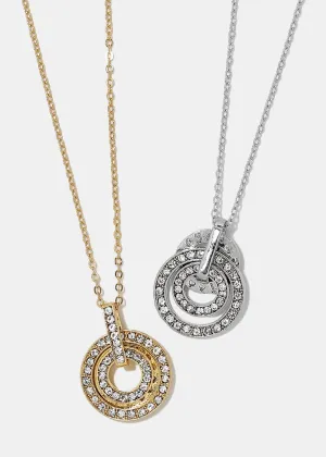 Triple Rhinestone Circle Necklace