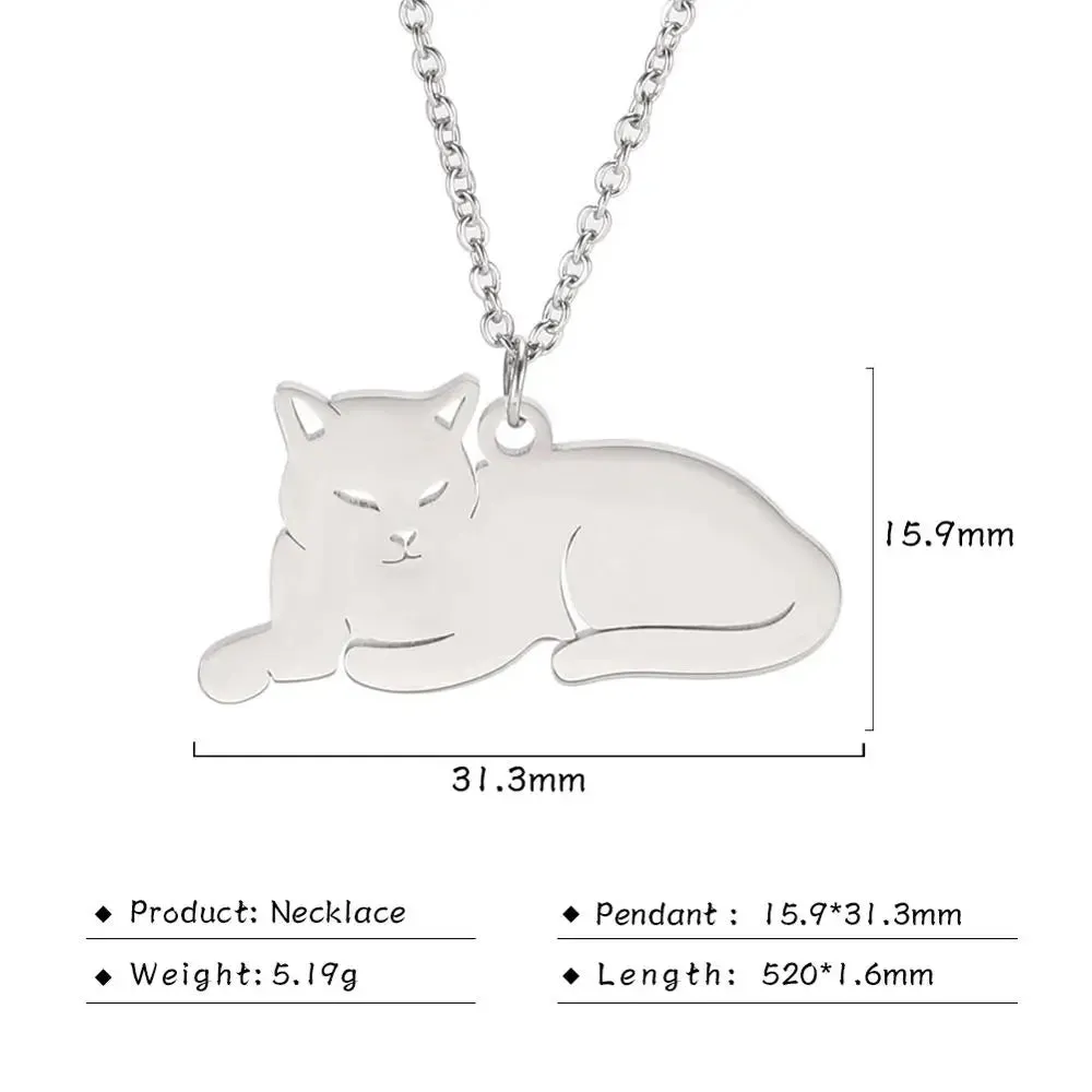 Unift Elegant Cat Necklace for Women Girls Stainless Steel Choker Trendy Animal Jewelry