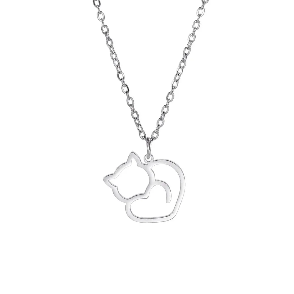 Unift Elegant Cat Necklace for Women Girls Stainless Steel Choker Trendy Animal Jewelry