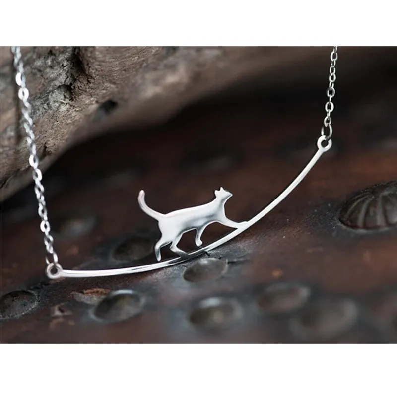 Unift Elegant Cat Necklace for Women Girls Stainless Steel Choker Trendy Animal Jewelry