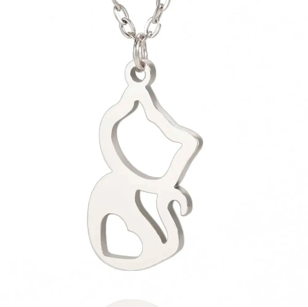 Unift Elegant Cat Necklace for Women Girls Stainless Steel Choker Trendy Animal Jewelry