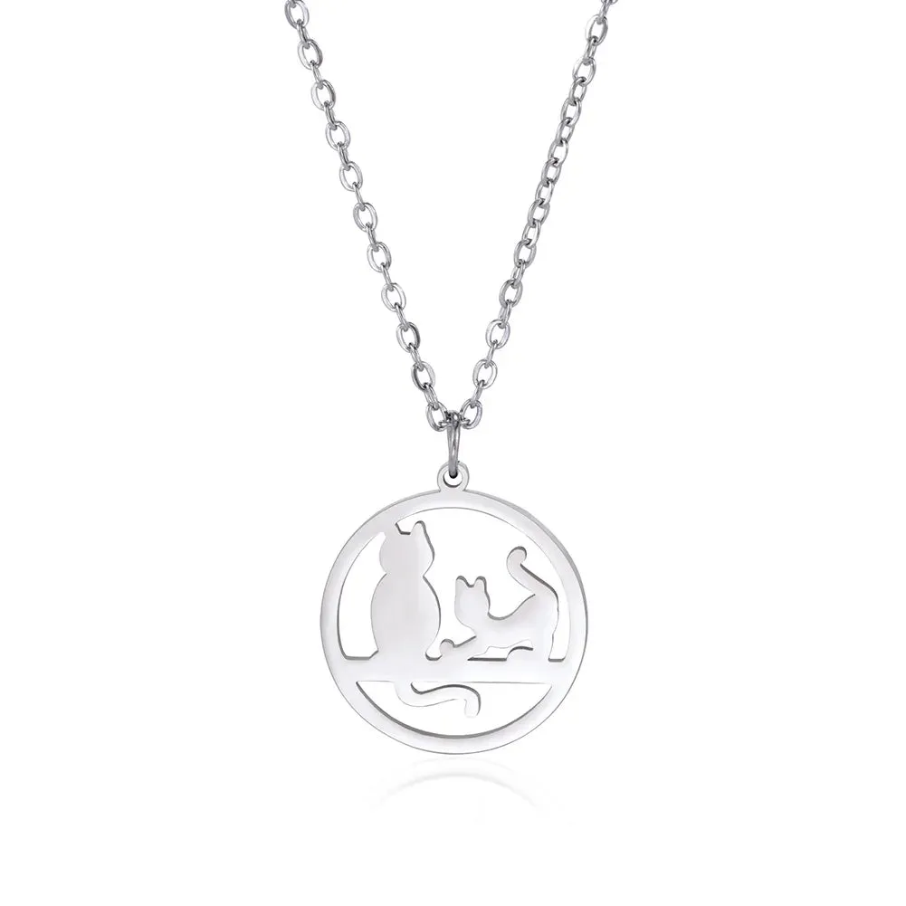 Unift Elegant Cat Necklace for Women Girls Stainless Steel Choker Trendy Animal Jewelry