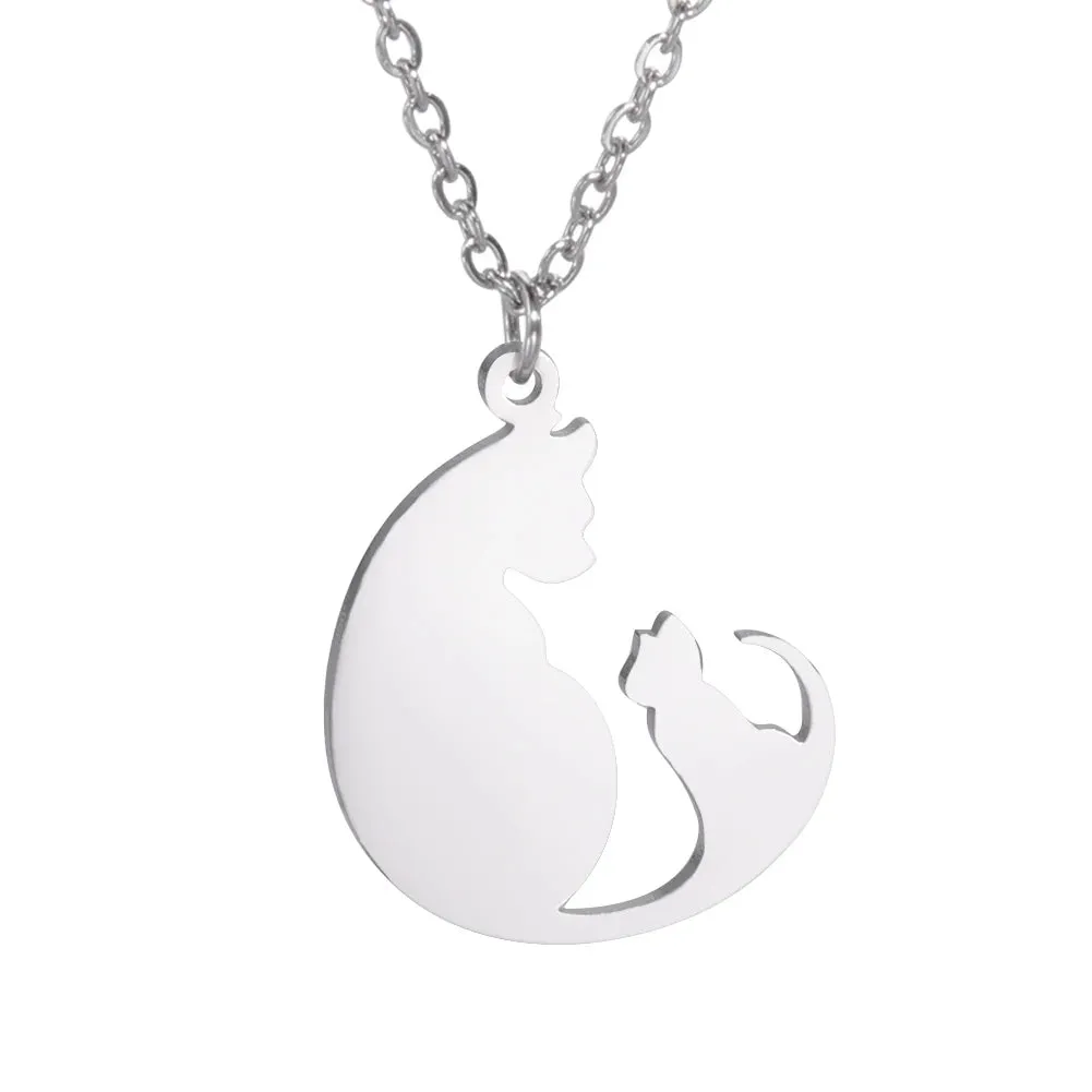 Unift Elegant Cat Necklace for Women Girls Stainless Steel Choker Trendy Animal Jewelry