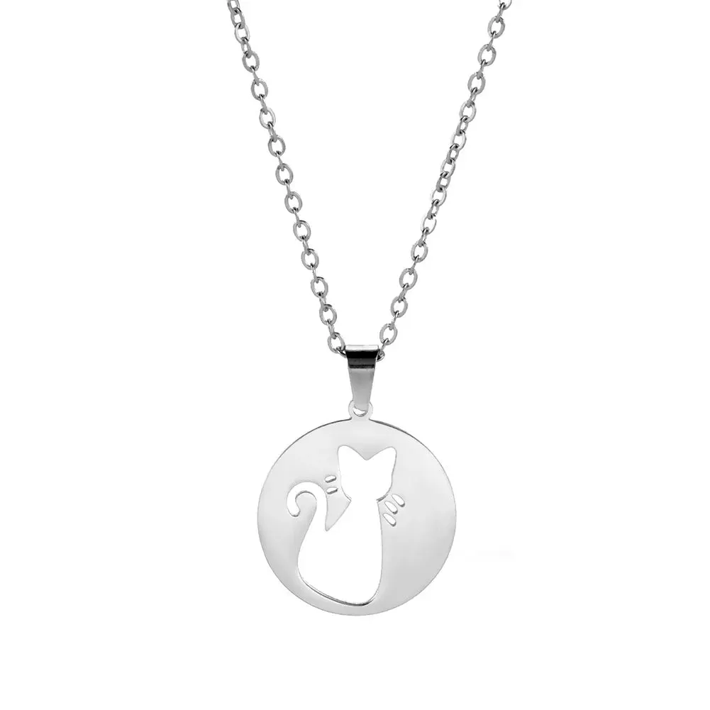 Unift Elegant Cat Necklace for Women Girls Stainless Steel Choker Trendy Animal Jewelry