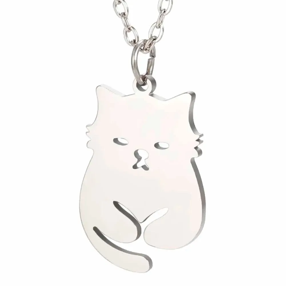 Unift Elegant Cat Necklace for Women Girls Stainless Steel Choker Trendy Animal Jewelry