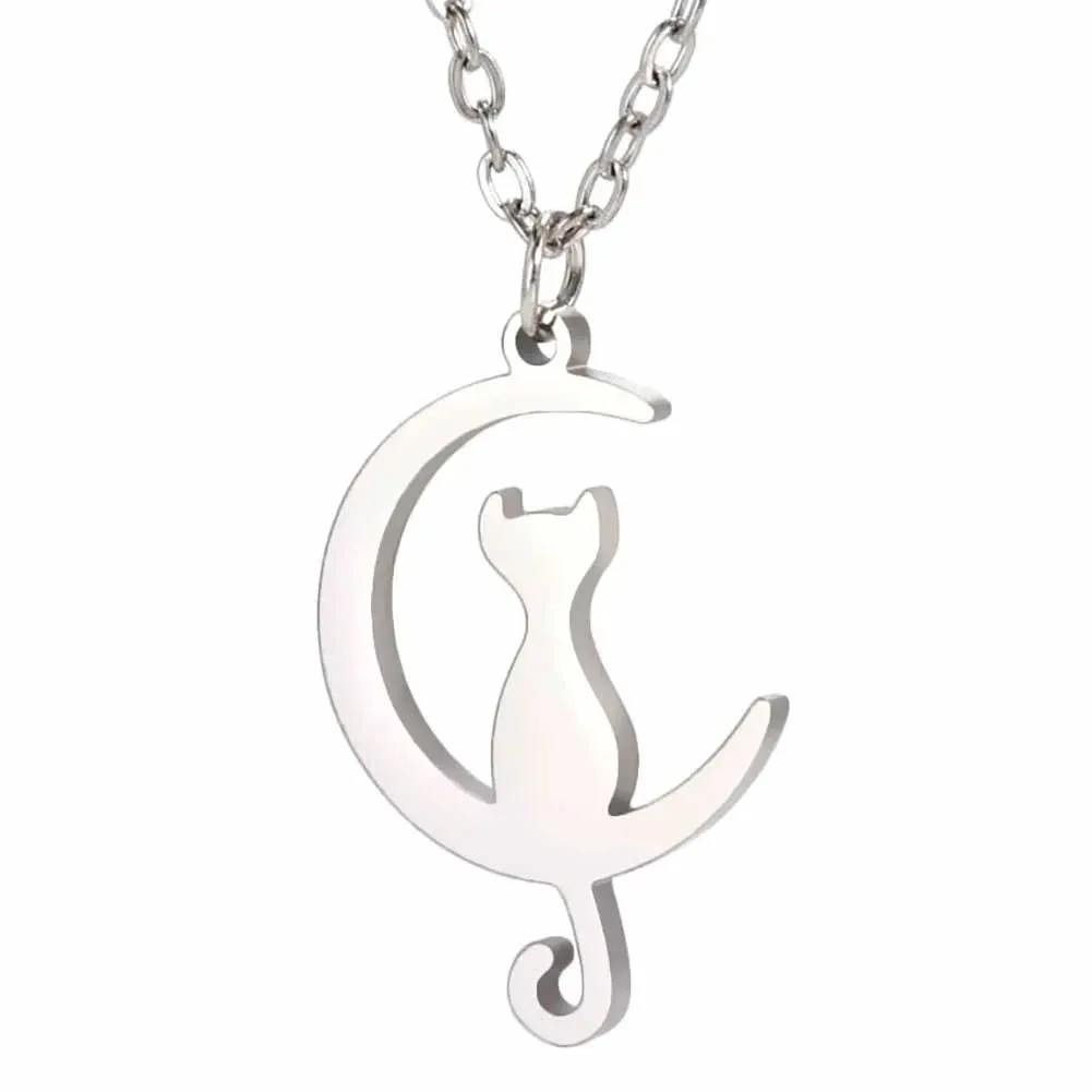 Unift Elegant Cat Necklace for Women Girls Stainless Steel Choker Trendy Animal Jewelry