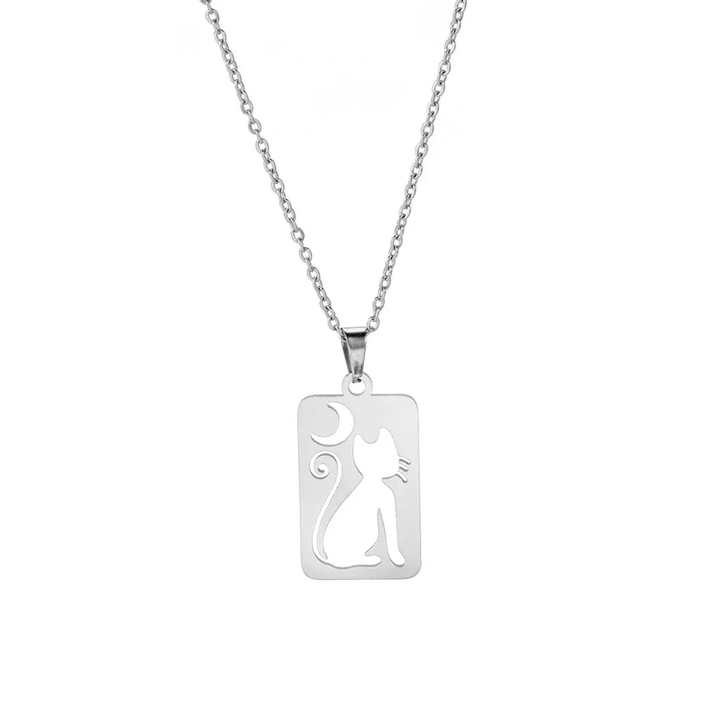 Unift Elegant Cat Necklace for Women Girls Stainless Steel Choker Trendy Animal Jewelry