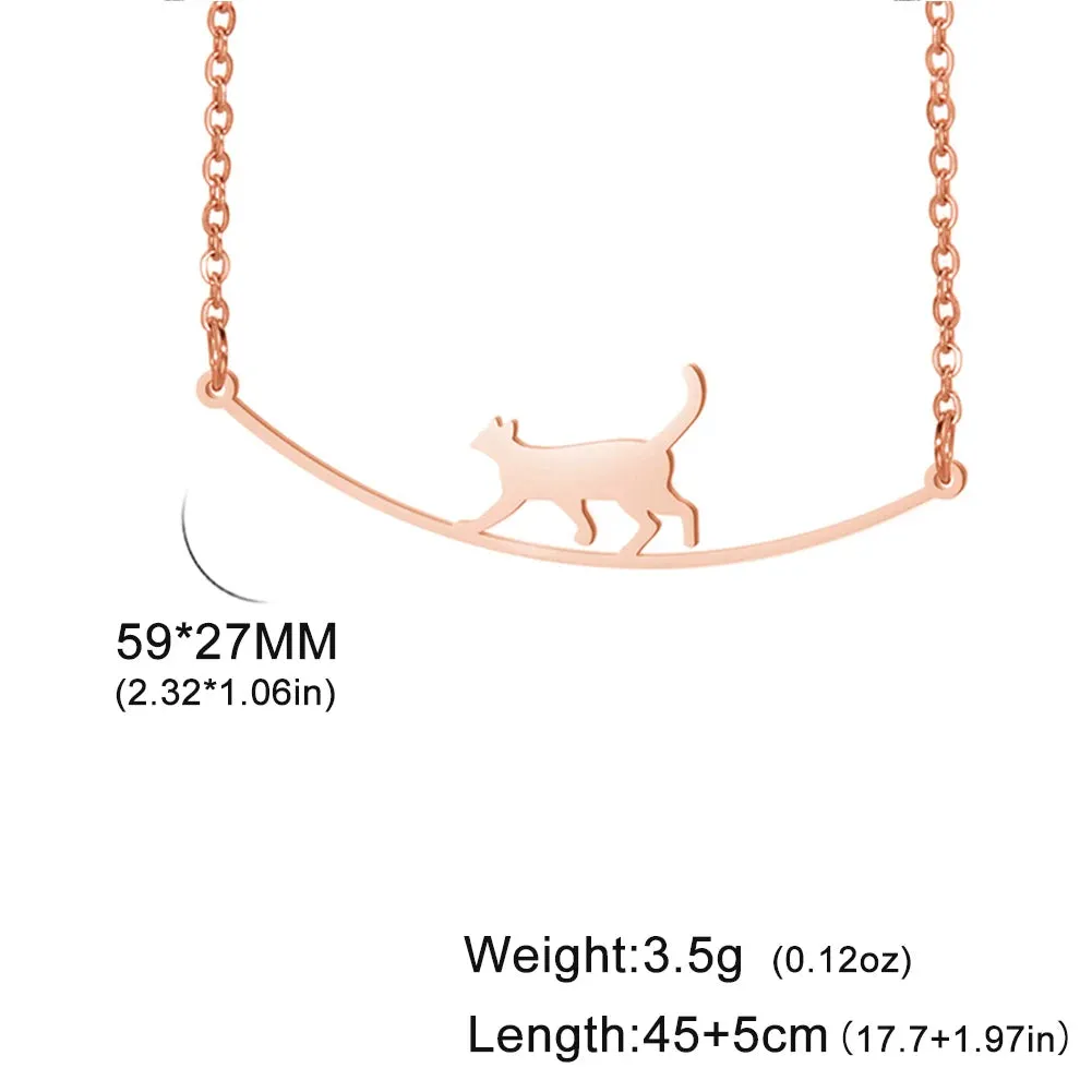 Unift Elegant Cat Necklace for Women Girls Stainless Steel Choker Trendy Animal Jewelry