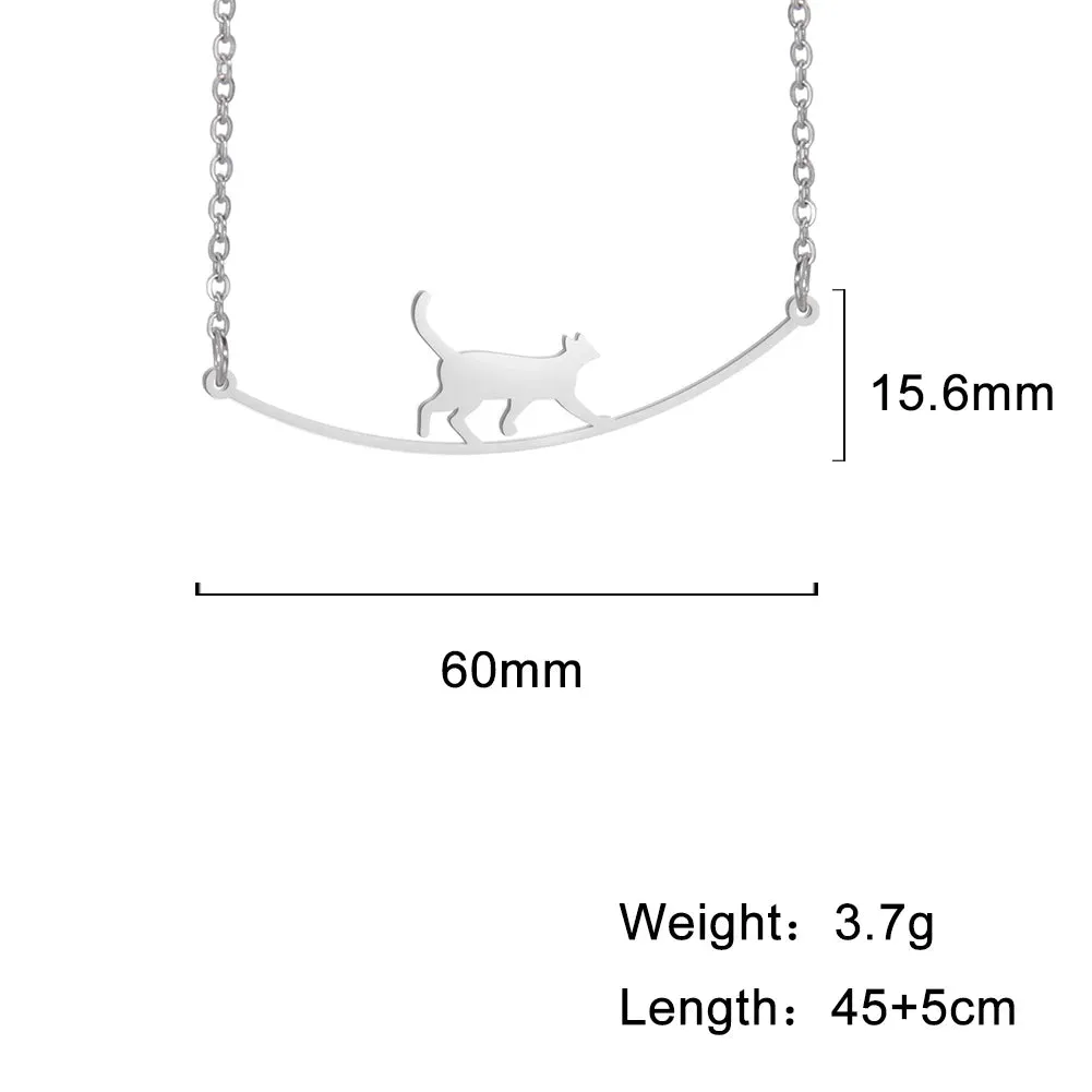 Unift Elegant Cat Necklace for Women Girls Stainless Steel Choker Trendy Animal Jewelry