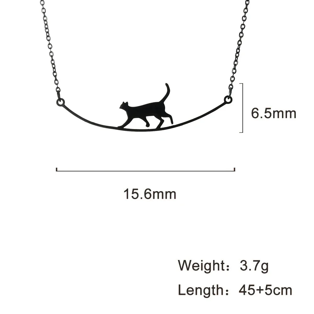 Unift Elegant Cat Necklace for Women Girls Stainless Steel Choker Trendy Animal Jewelry