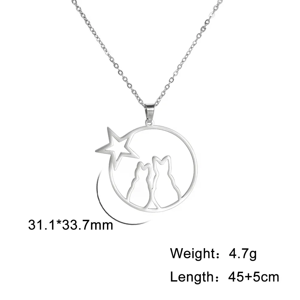Unift Elegant Cat Necklace for Women Girls Stainless Steel Choker Trendy Animal Jewelry
