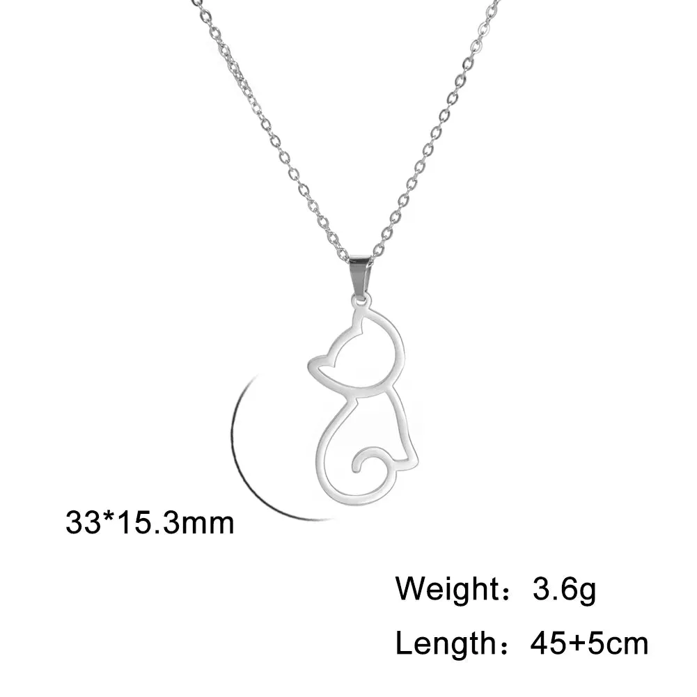 Unift Elegant Cat Necklace for Women Girls Stainless Steel Choker Trendy Animal Jewelry