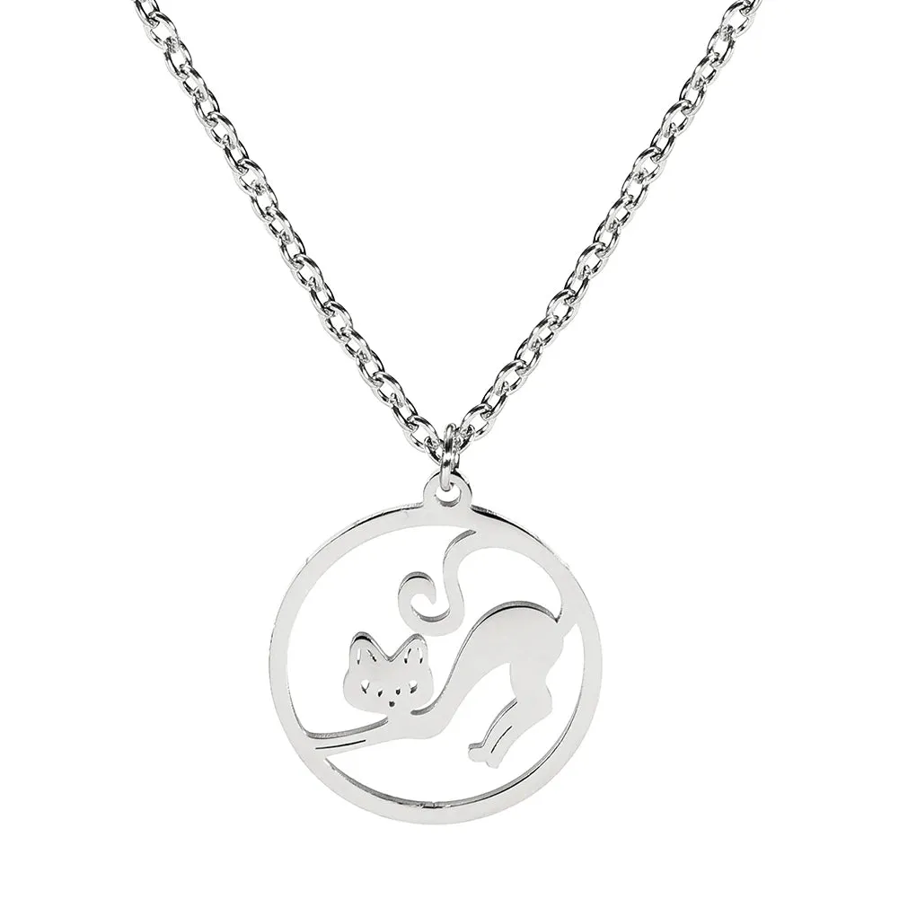 Unift Elegant Cat Necklace for Women Girls Stainless Steel Choker Trendy Animal Jewelry