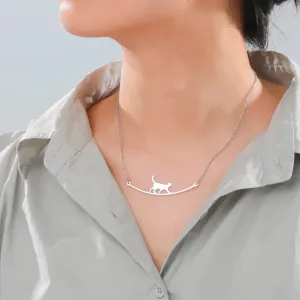 Unift Elegant Cat Necklace for Women Girls Stainless Steel Choker Trendy Animal Jewelry