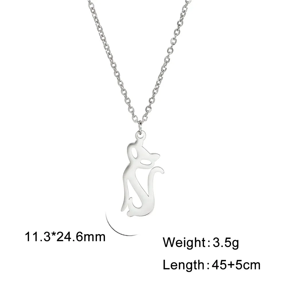 Unift Elegant Cat Necklace for Women Girls Stainless Steel Choker Trendy Animal Jewelry