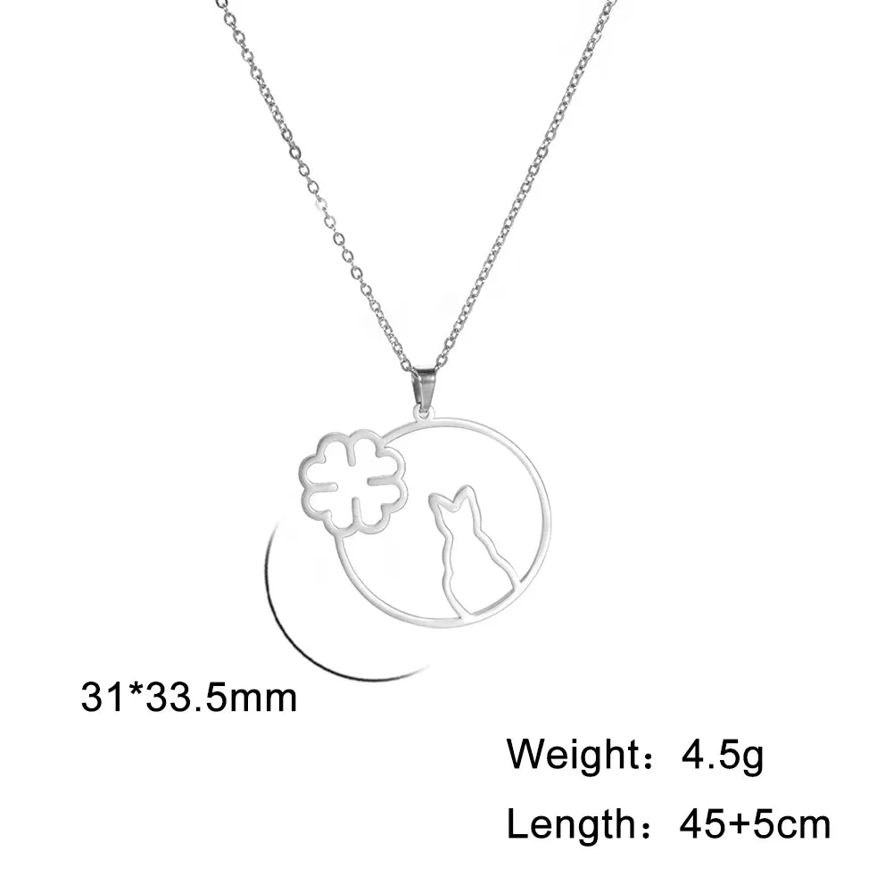 Unift Elegant Cat Necklace for Women Girls Stainless Steel Choker Trendy Animal Jewelry