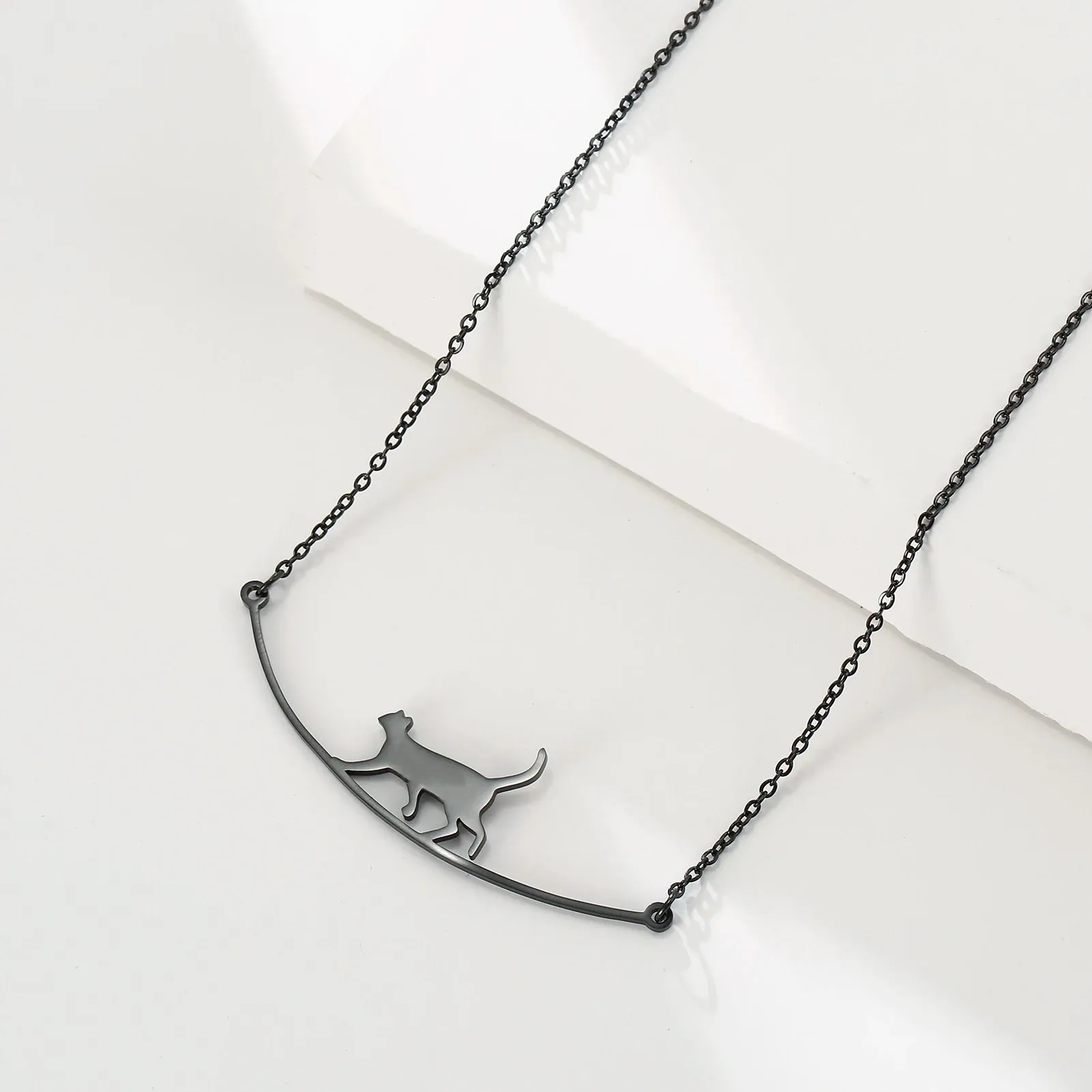 Unift Elegant Cat Necklace for Women Girls Stainless Steel Choker Trendy Animal Jewelry