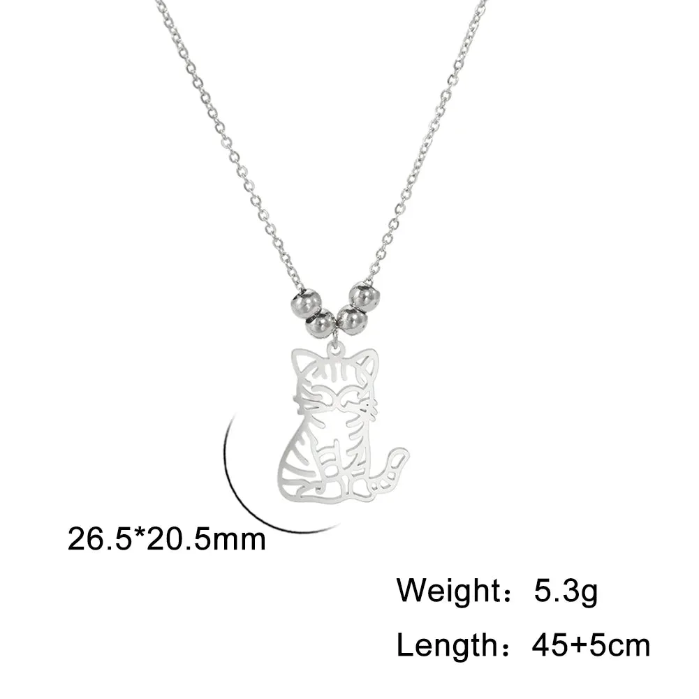 Unift Elegant Cat Necklace for Women Girls Stainless Steel Choker Trendy Animal Jewelry