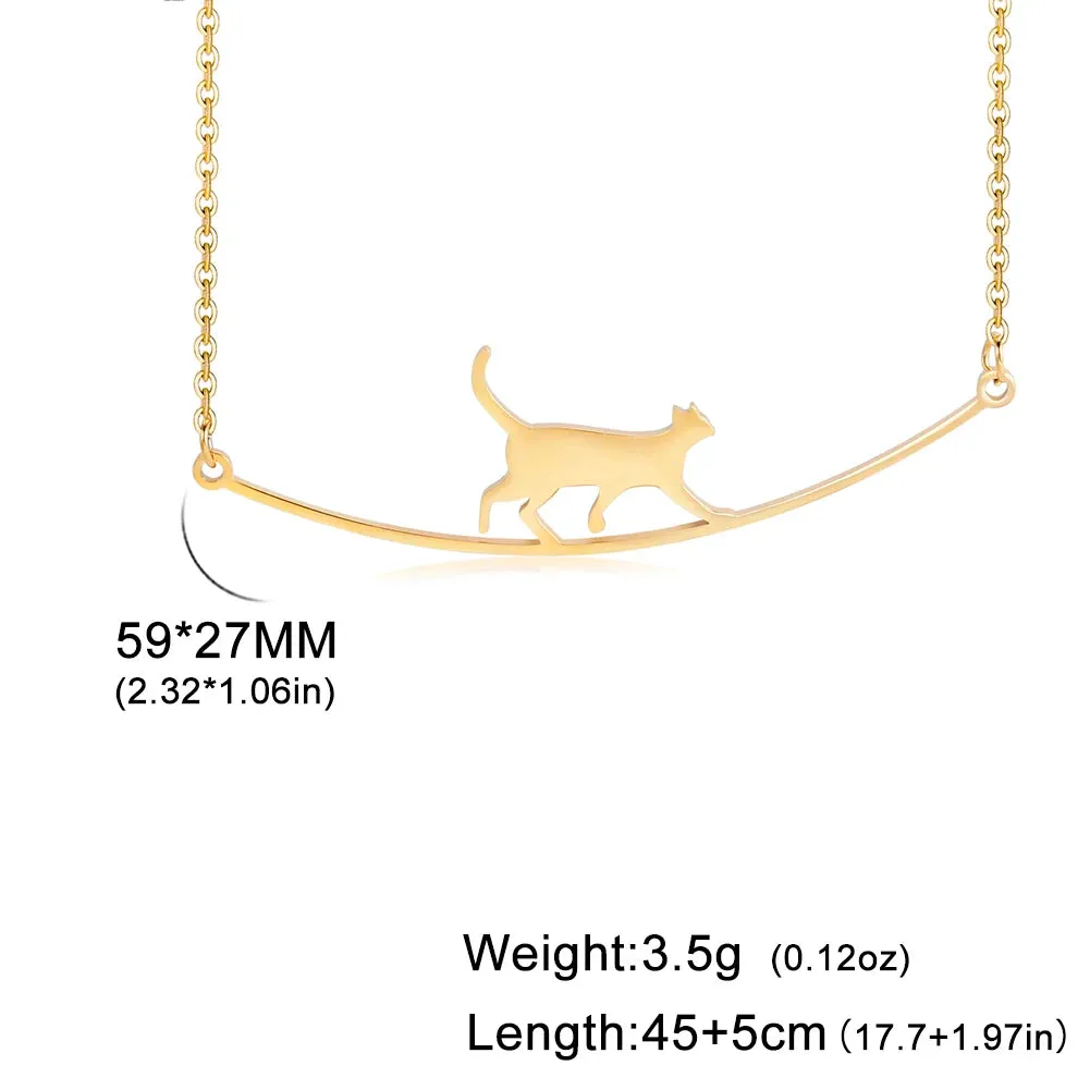 Unift Elegant Cat Necklace for Women Girls Stainless Steel Choker Trendy Animal Jewelry