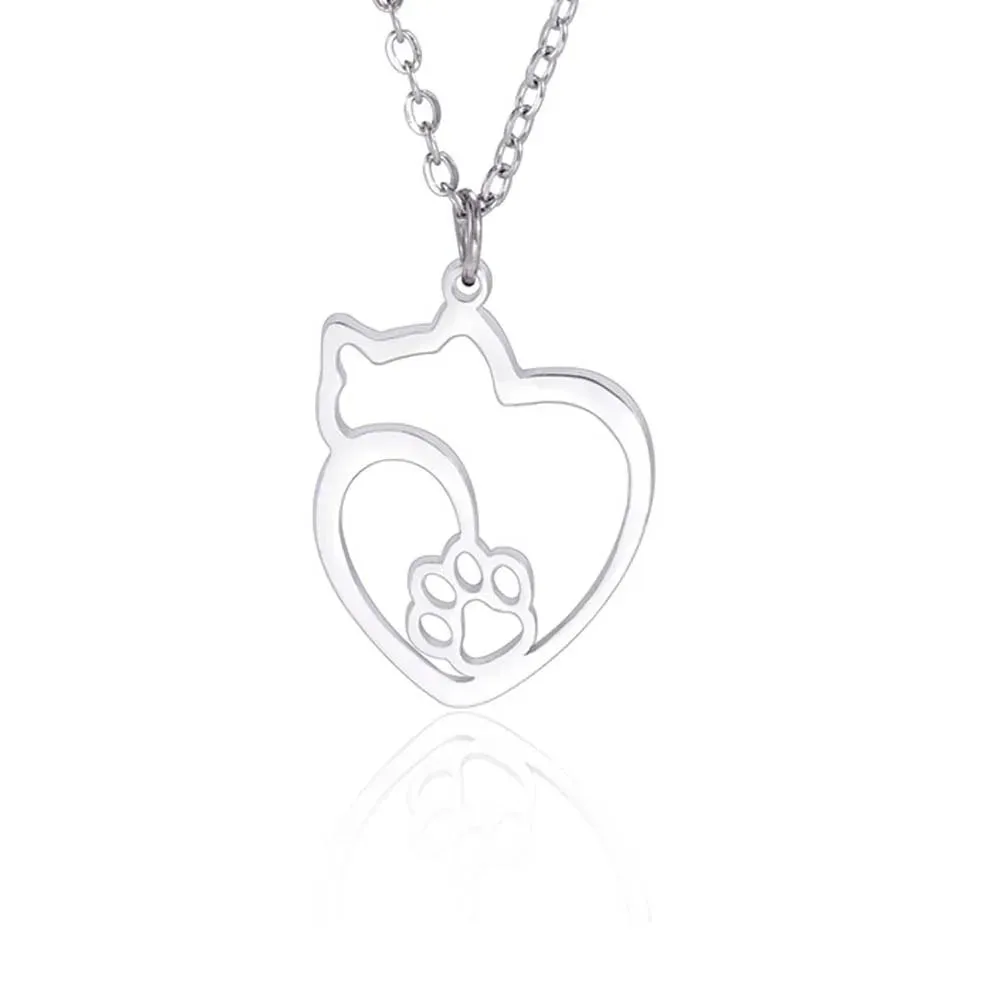 Unift Elegant Cat Necklace for Women Girls Stainless Steel Choker Trendy Animal Jewelry