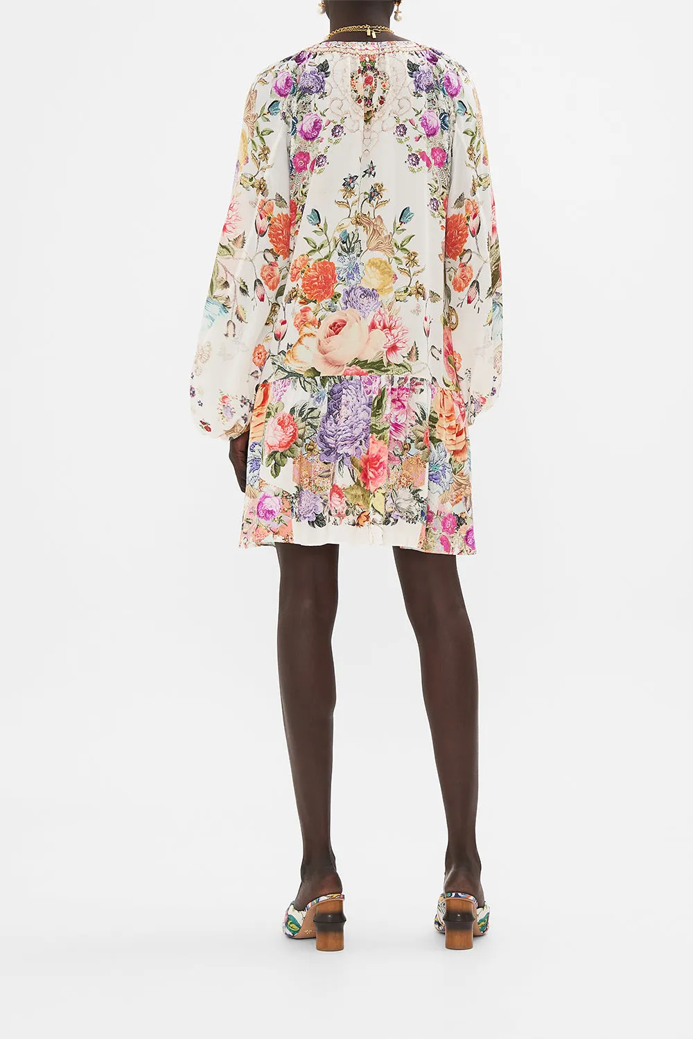 V NECK DRESS WITH BLOUSON SLEEVE SEW YESTERDAY