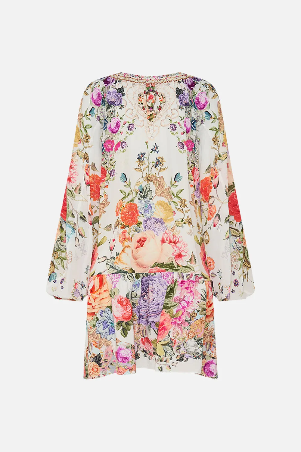 V NECK DRESS WITH BLOUSON SLEEVE SEW YESTERDAY