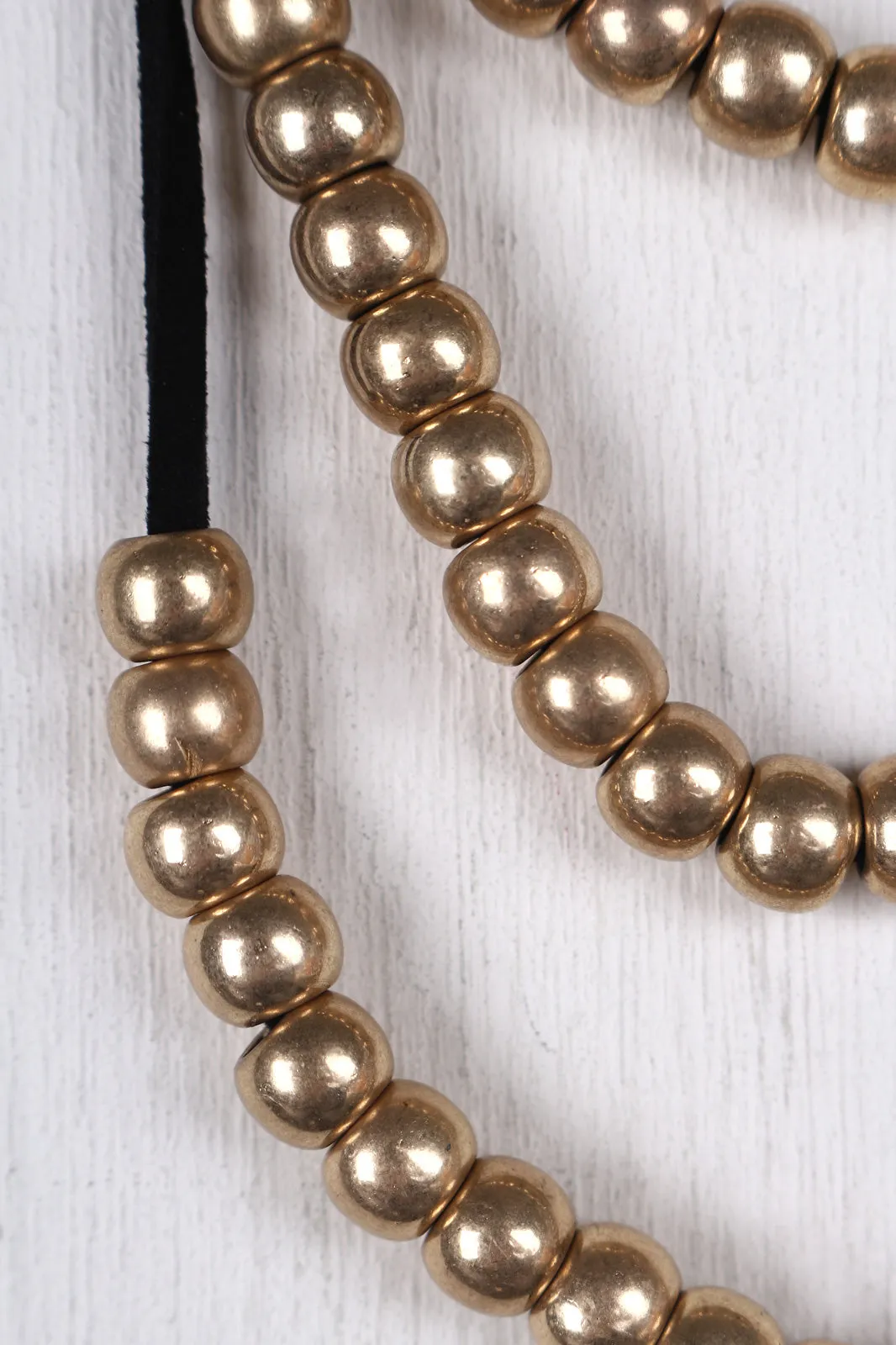 Vegan Suede Layered Beaded Necklace