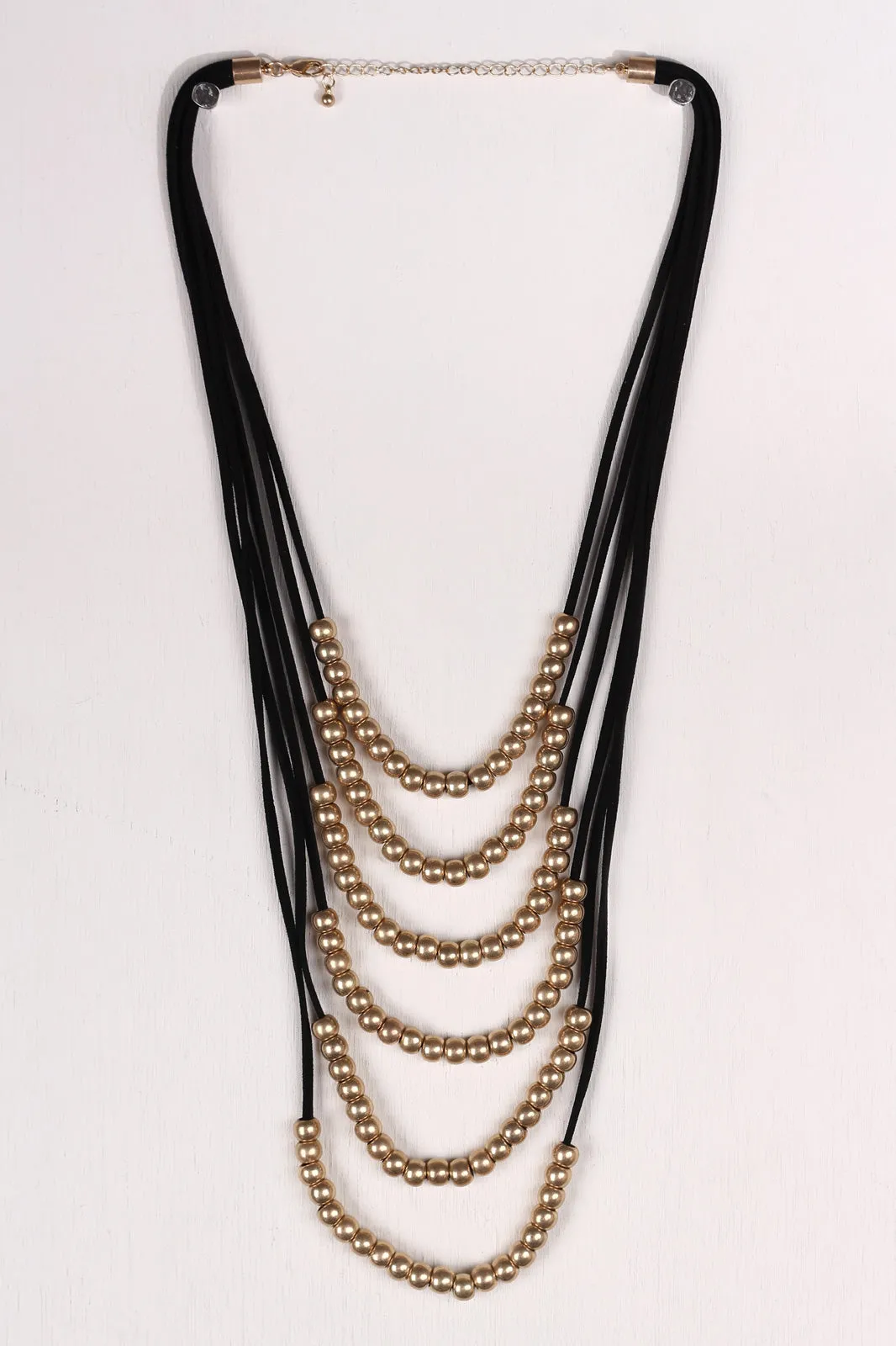 Vegan Suede Layered Beaded Necklace