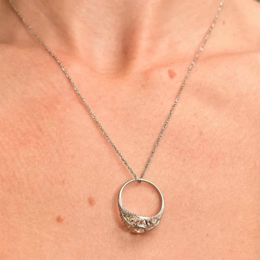 Vintage 14K White Gold Loose Rope Chain, Sparkling White Gold Chain, 1mm Dainty White Gold Chain, Pendant/Charm Necklace, 18 1/8" L
