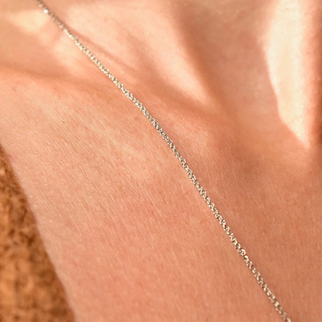 Vintage 14K White Gold Loose Rope Chain, Sparkling White Gold Chain, 1mm Dainty White Gold Chain, Pendant/Charm Necklace, 18 1/8" L