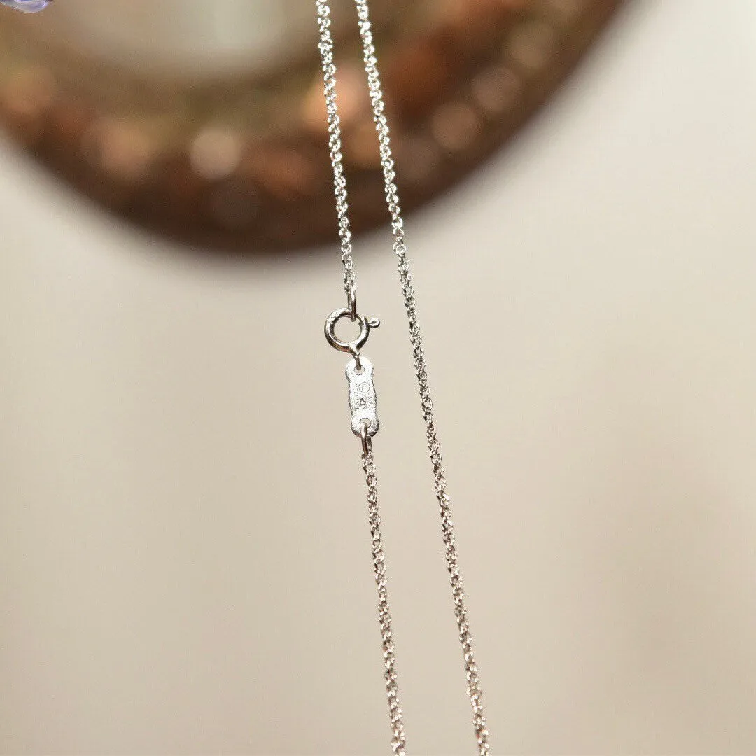 Vintage 14K White Gold Loose Rope Chain, Sparkling White Gold Chain, 1mm Dainty White Gold Chain, Pendant/Charm Necklace, 18 1/8" L