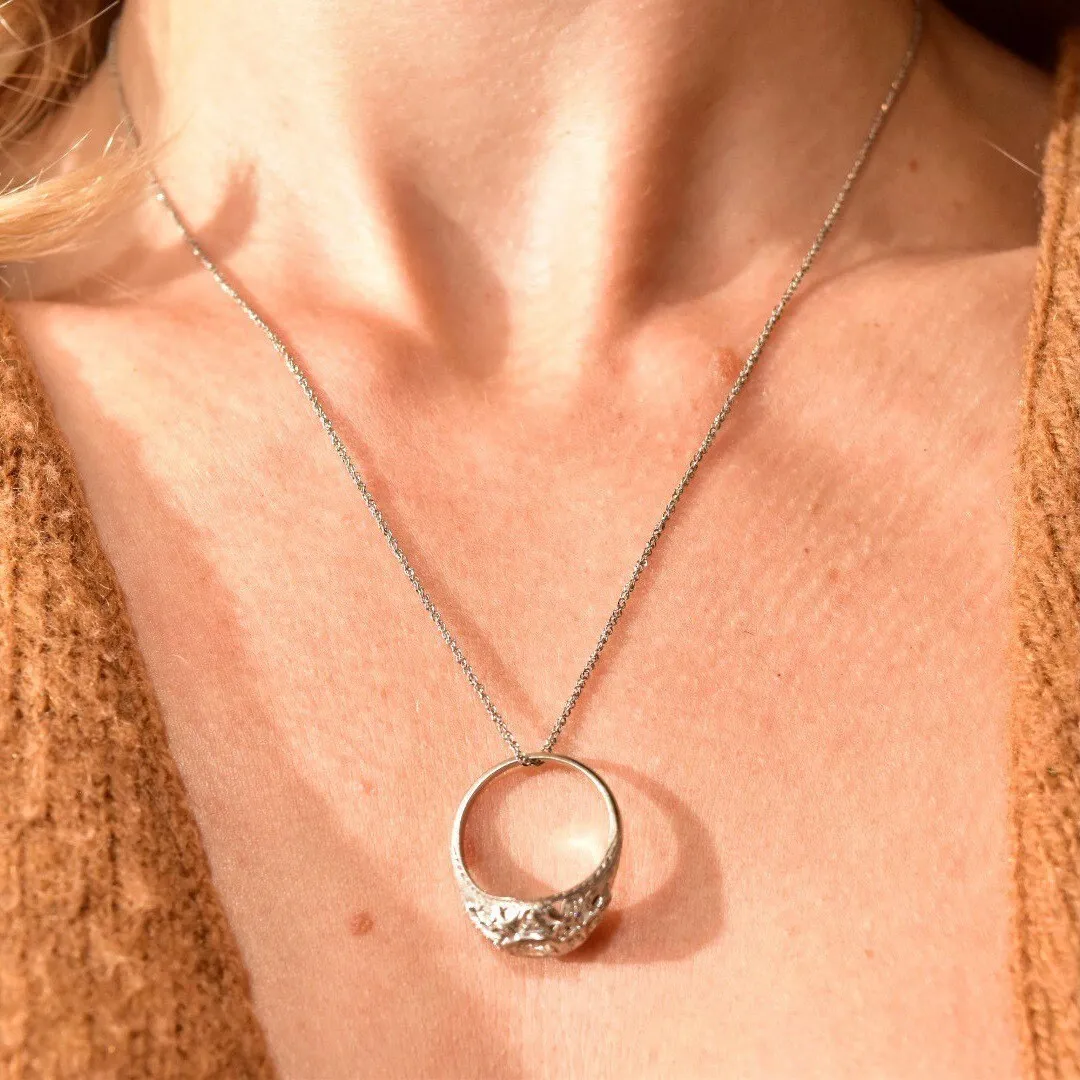 Vintage 14K White Gold Loose Rope Chain, Sparkling White Gold Chain, 1mm Dainty White Gold Chain, Pendant/Charm Necklace, 18 1/8" L