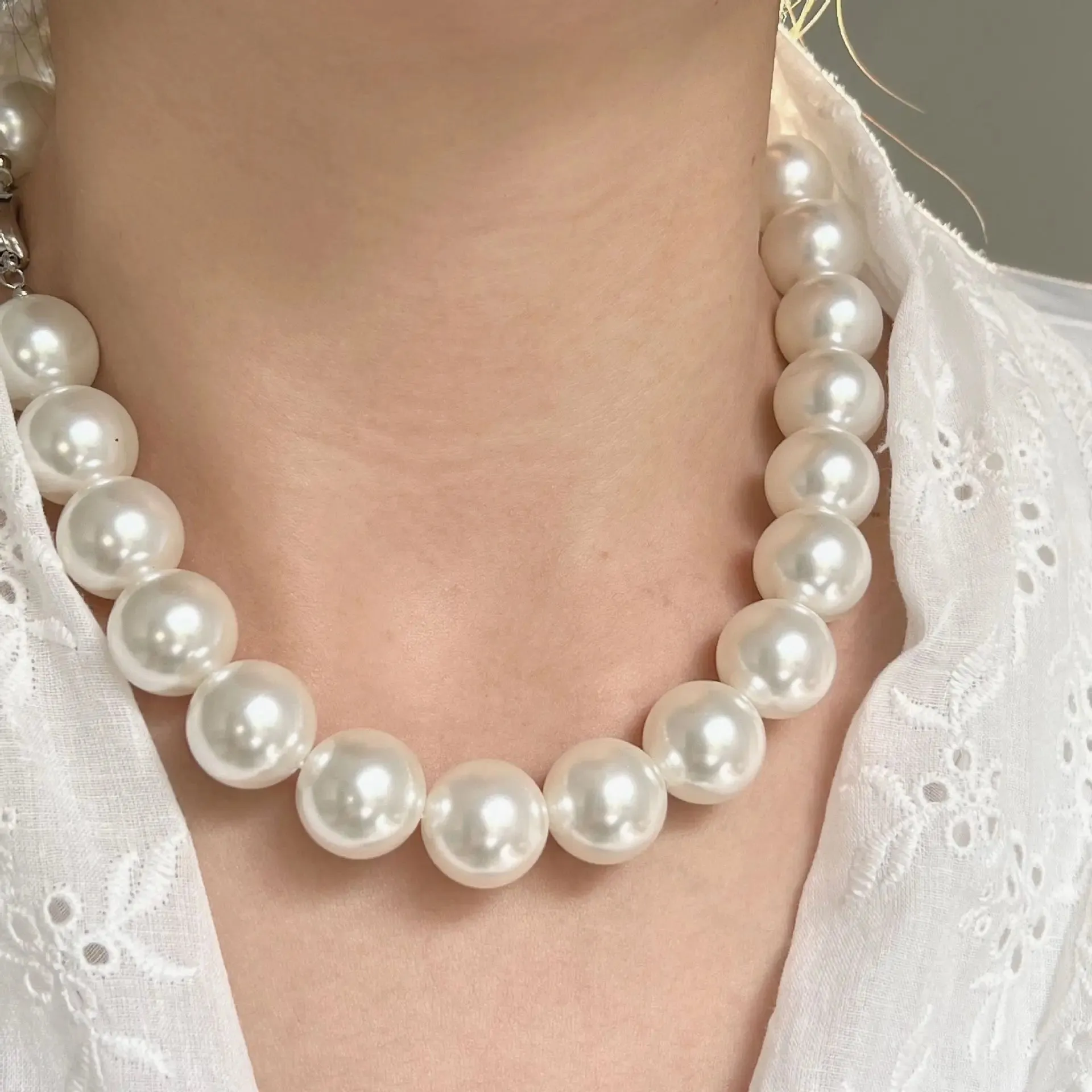 Vintage Double Layer Pearl Choker Necklace for Women Elegant Collar Necklace Bridals Wedding Jewelry Gift for Her
