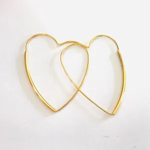 Vintage Gold Heart Hoop Earrings  SOLD
