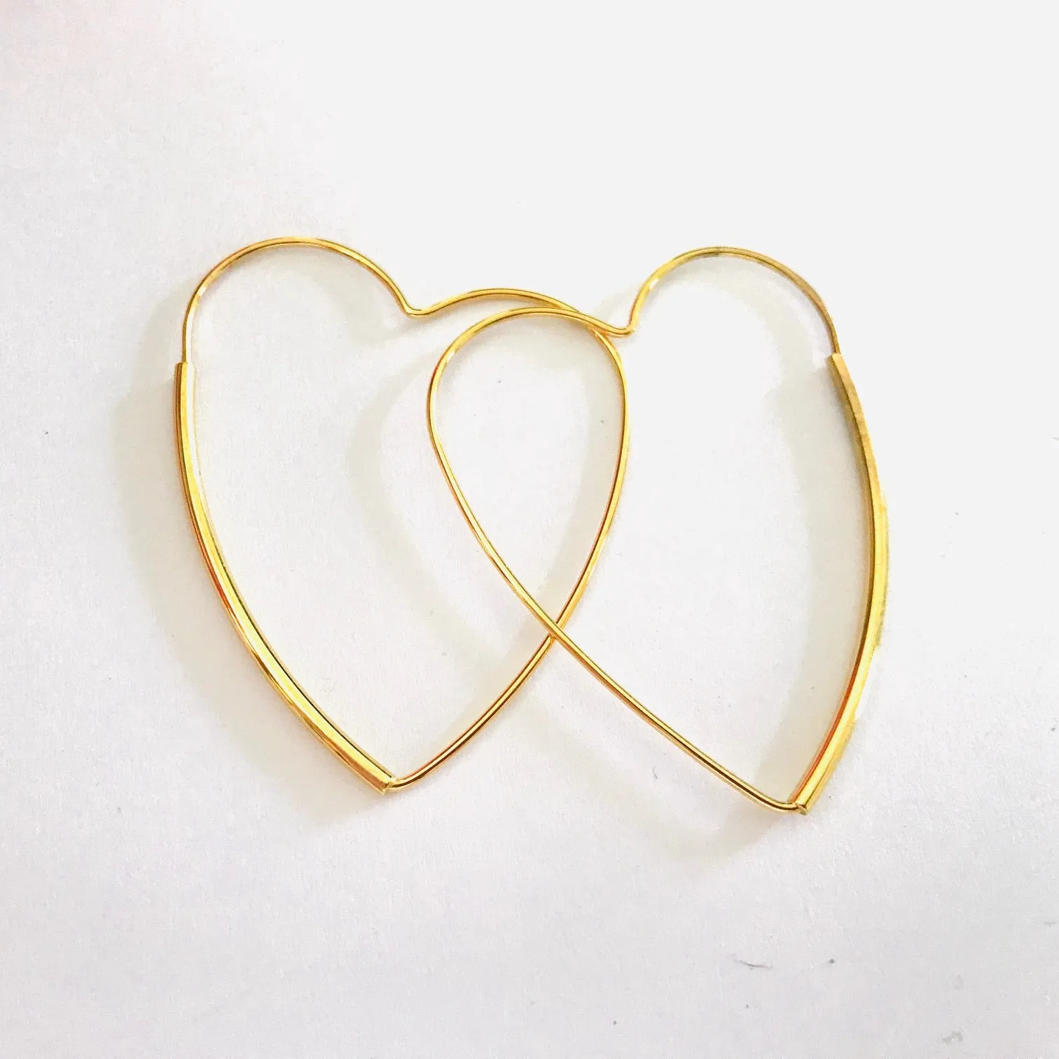 Vintage Gold Heart Hoop Earrings  SOLD
