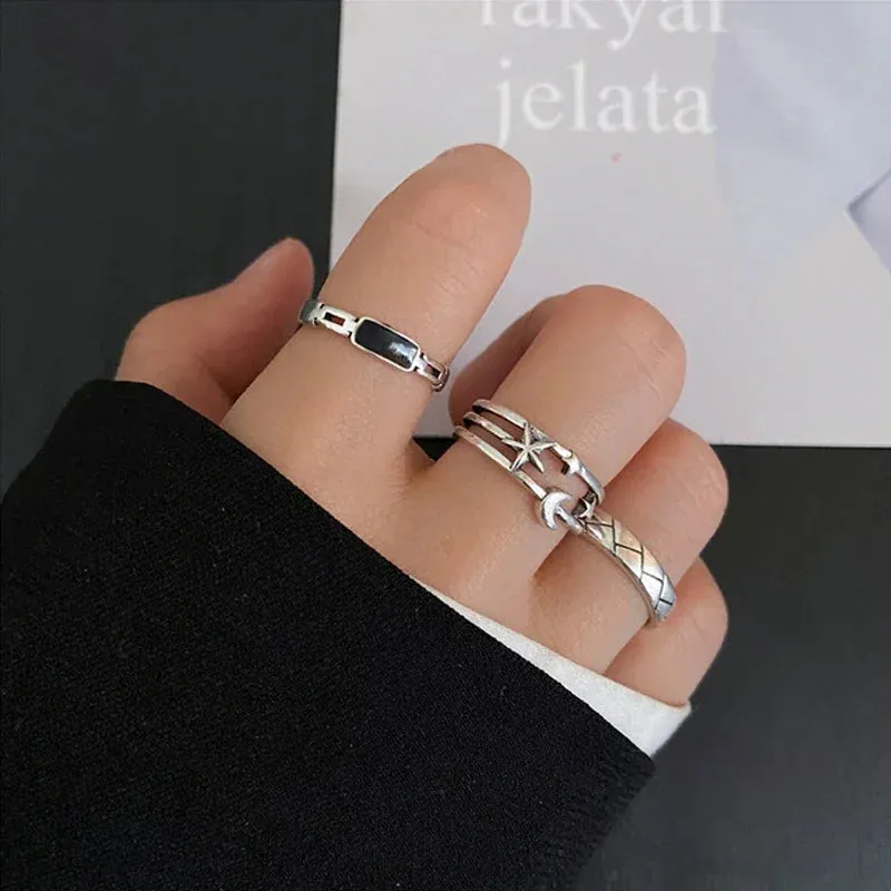 Vintage Pink Roman Cool Hip Hop Twist Geometry Open Fashion Gifts Ring