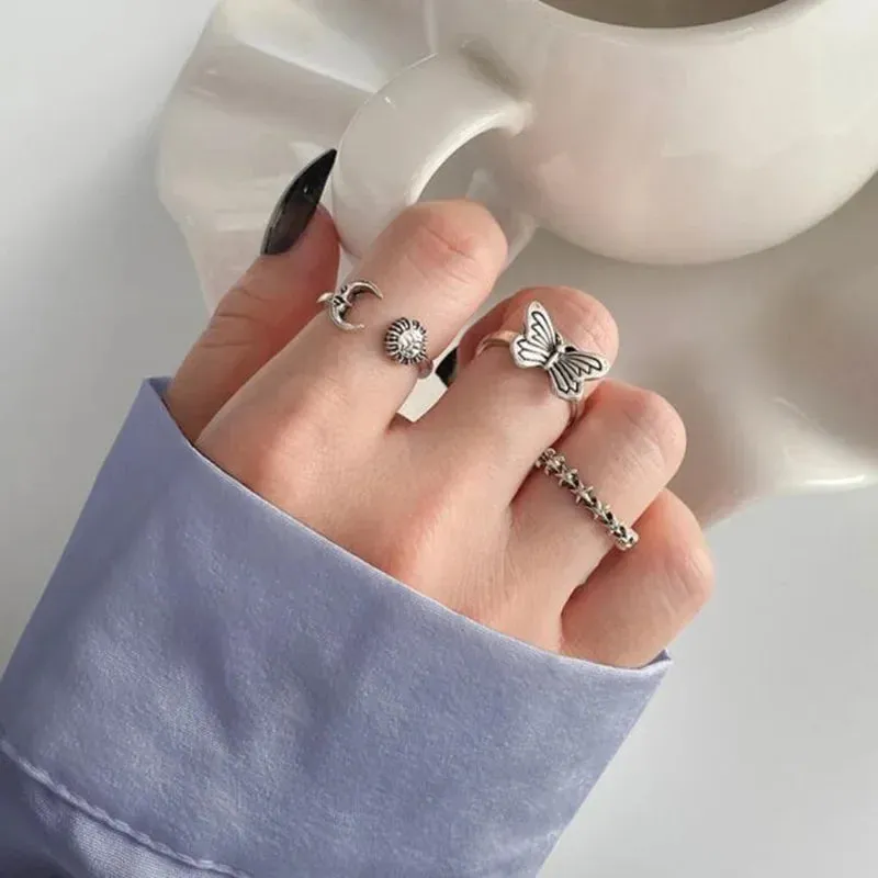 Vintage Pink Roman Cool Hip Hop Twist Geometry Open Fashion Gifts Ring