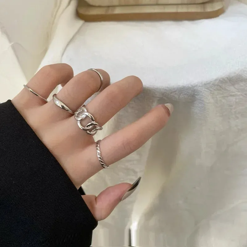 Vintage Pink Roman Cool Hip Hop Twist Geometry Open Fashion Gifts Ring